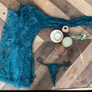 Sexy lace robe with thong